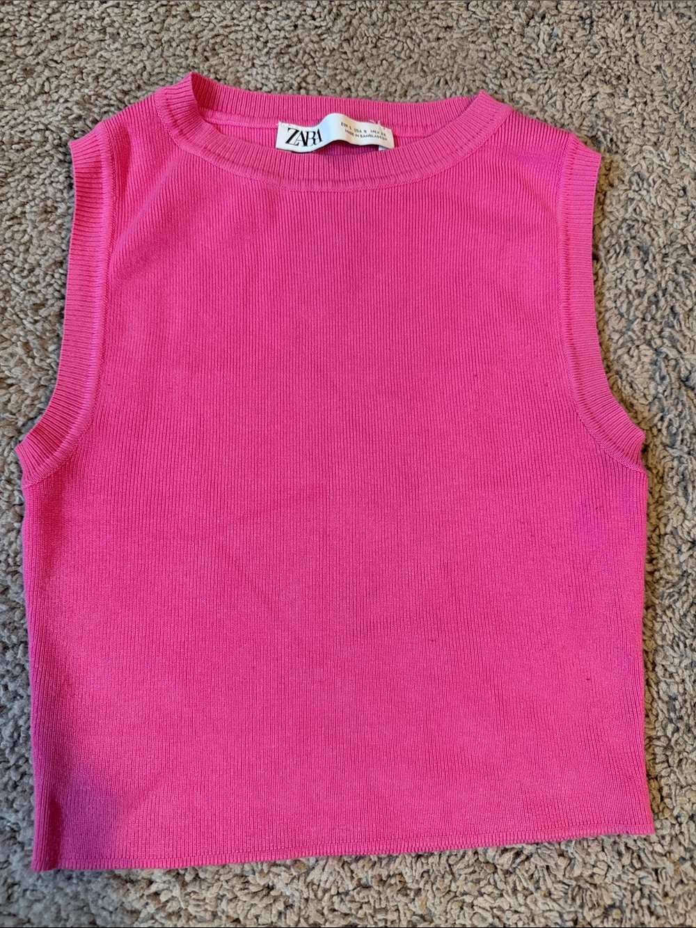 ZARA Hot Pink Knit Sleeveless Tank Top